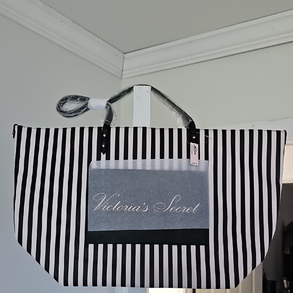 Victoria's Secret Black and White Tote Bag